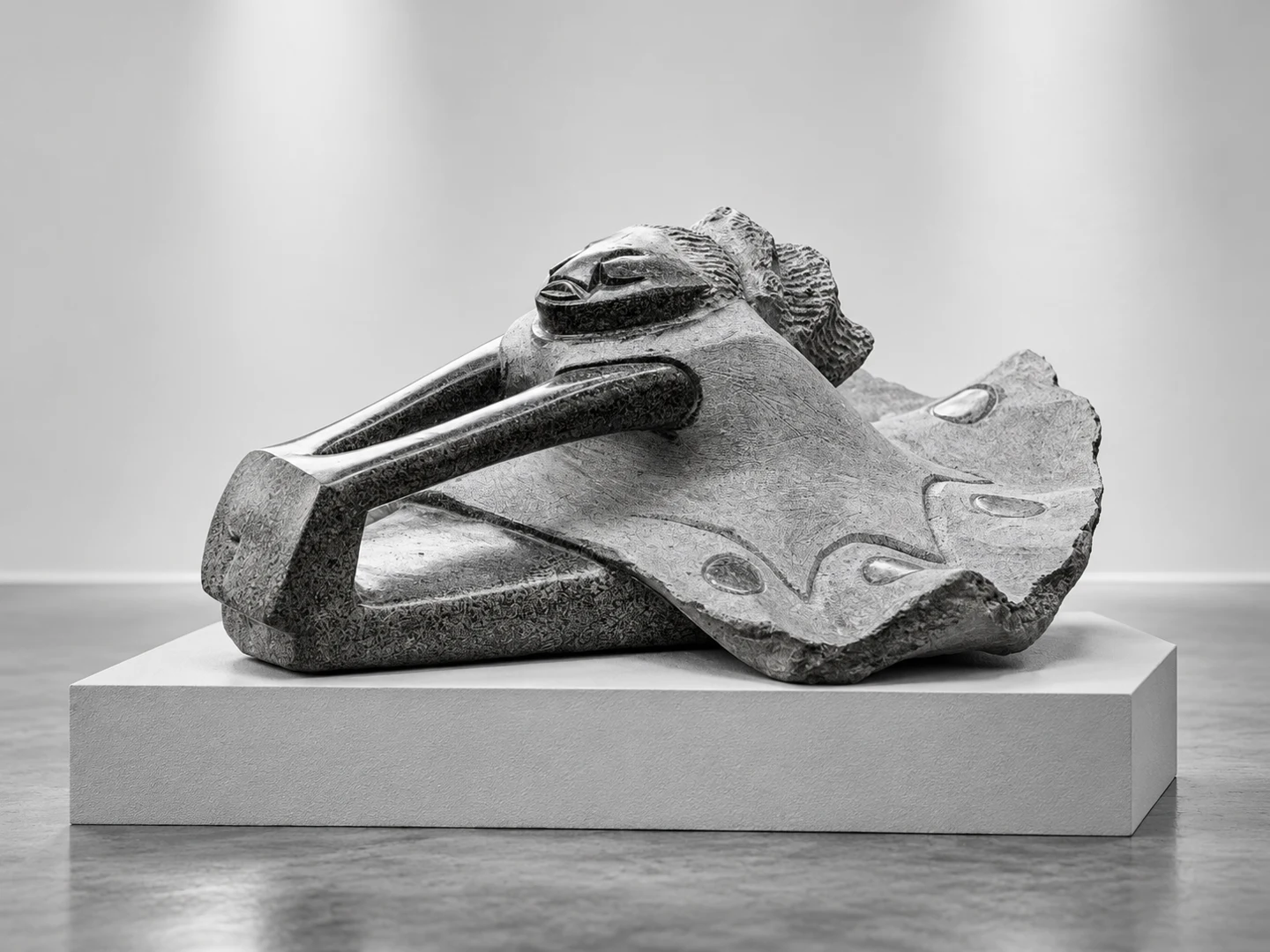Reclining figure on a leaf-like form, promotional illustration